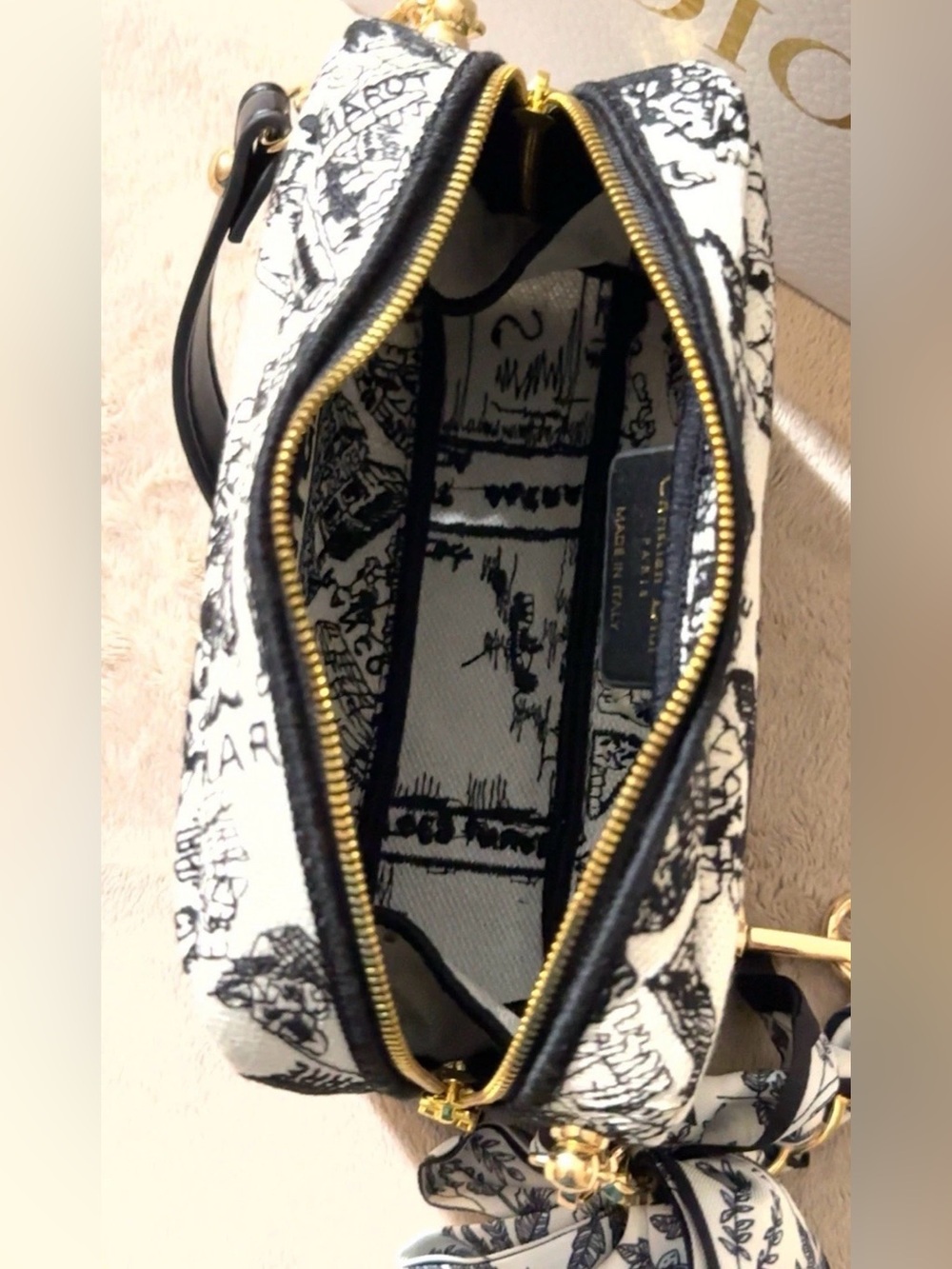 Dior Beauty Plan De Paris Embroidered Cosmetic Pouch/crossbody with 2 Chains🤩 - Picture 6 of 10
